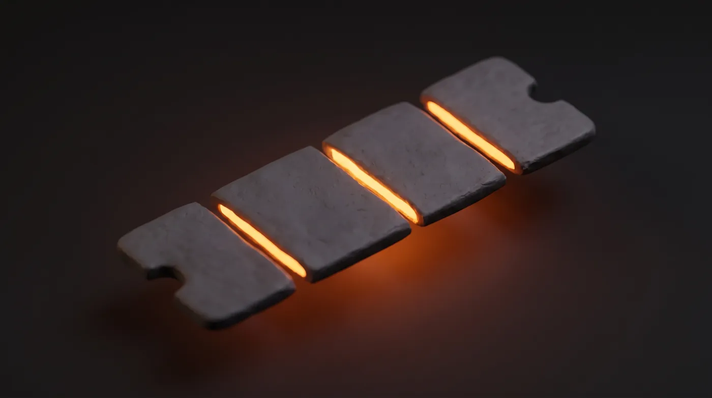 A dark clay ticket cut into four pieces drifting apart with orange light glowing through the gaps, showing one homeowner request split into several paid leads